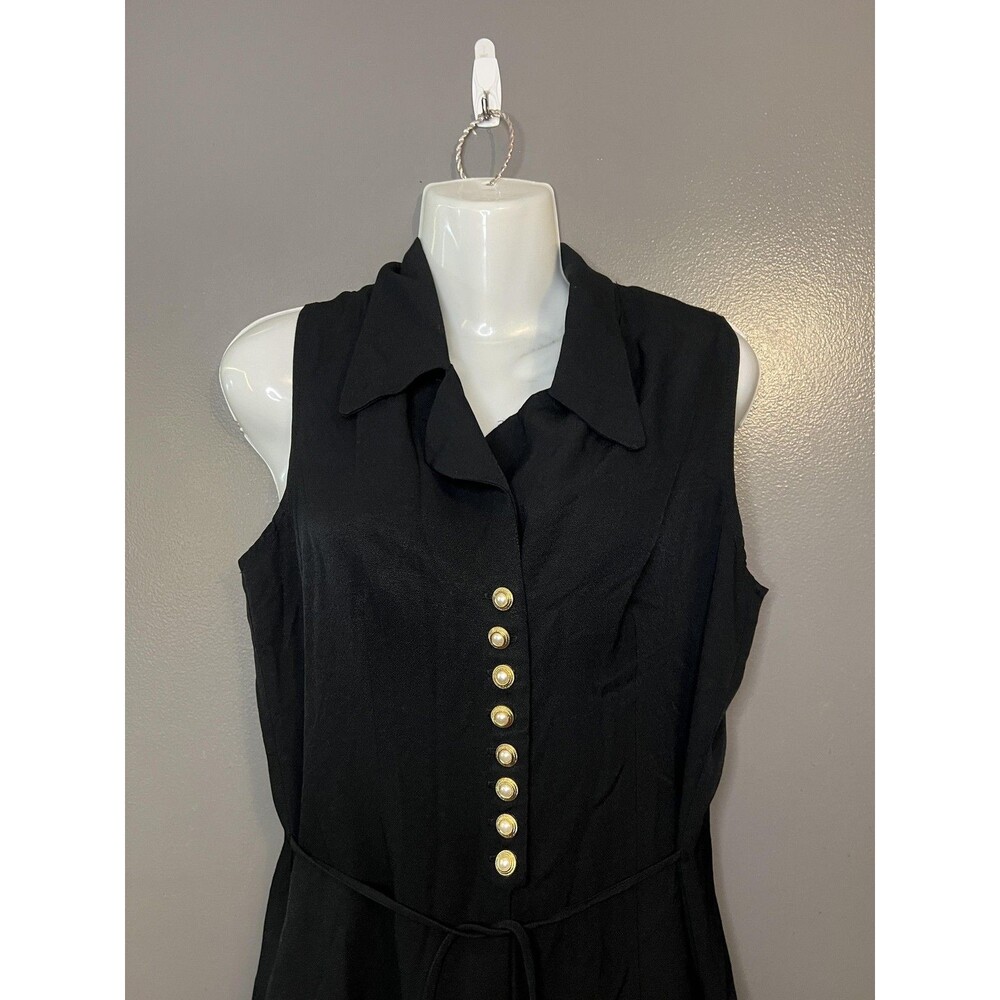 Vintage Breakin Loose Dress Womens 9/10 Black Sleeveless Button Front Vest 90s